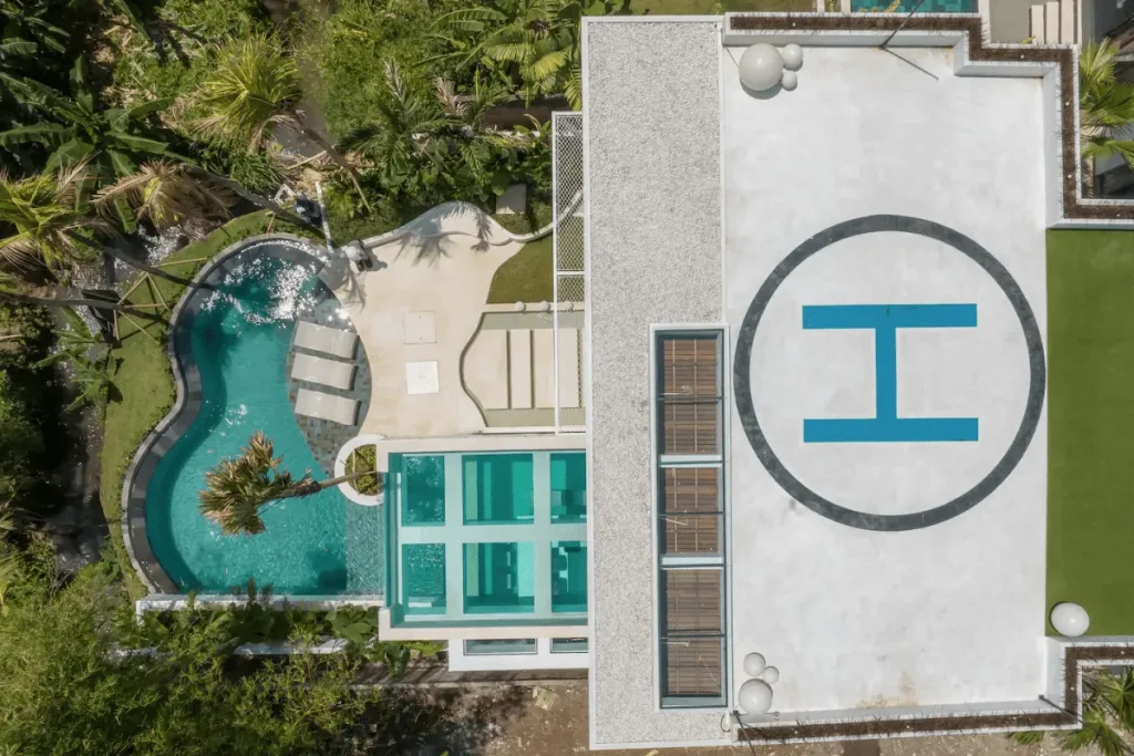 drone picture of Casa Infinito's rooftop