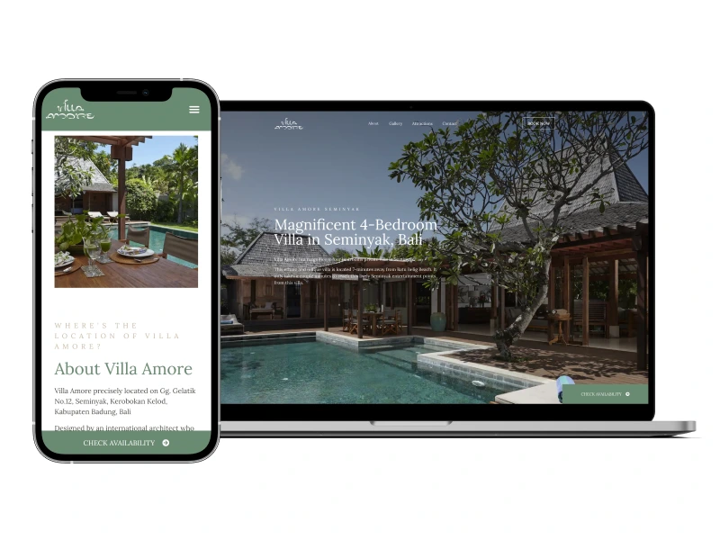 Villa Amore’s professional and responsive website across many platforms.