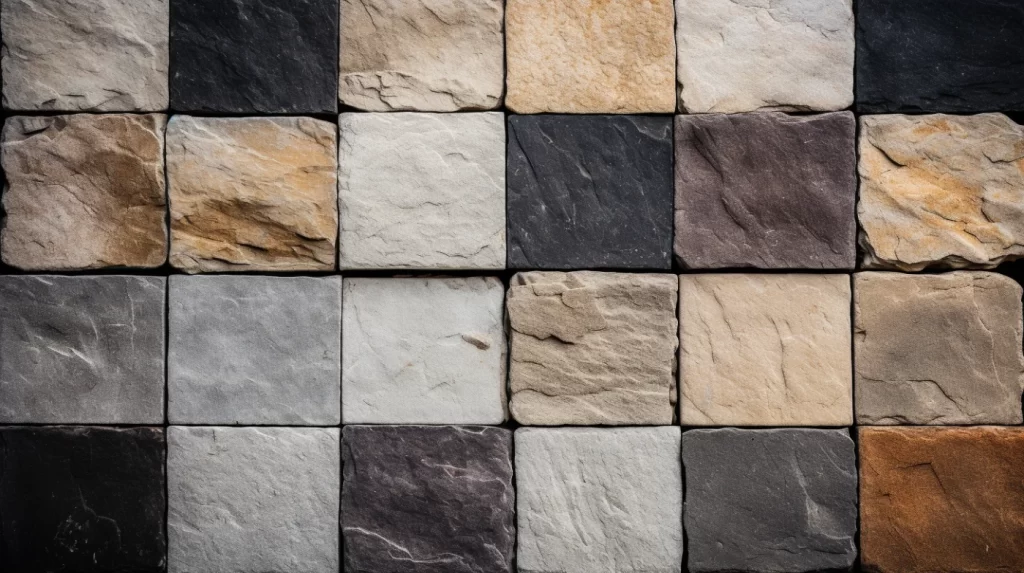 Texture samples of natural stone tile flooring